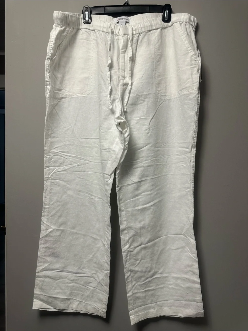 Liz Claiborne White Linen Drawstring Chinos